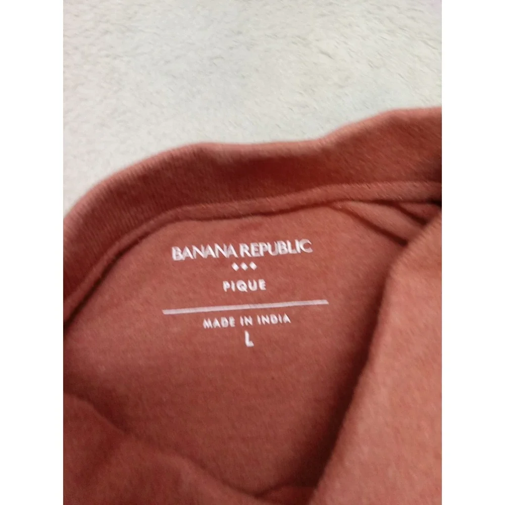 Banana Republic Men's Size Large Pique Short Sleeve Polo Shirt Color Rust
